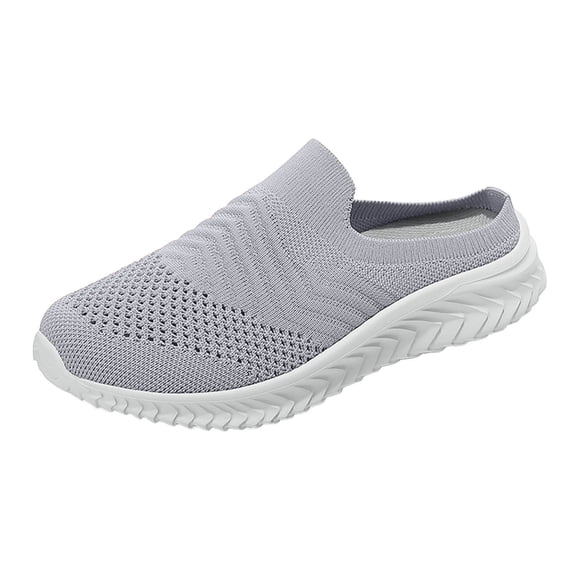 YLYL Womens Knitted Backless Sneakers Non Slip Comfortable Lightweight Breathable Walking Mules Shoes