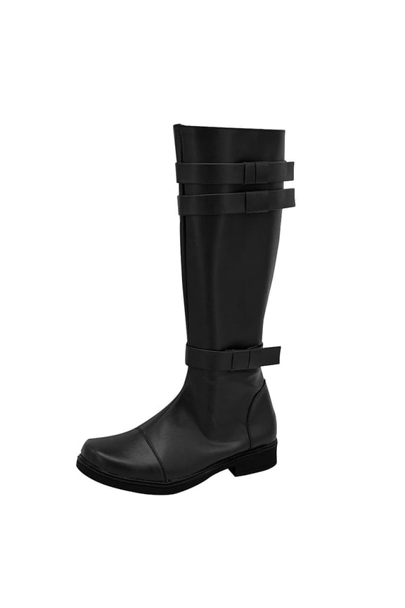 Womens Mens Knee High Boots Round Toe Low Heel Side Zipper Medieval Knight Cosplay Tall Boot
