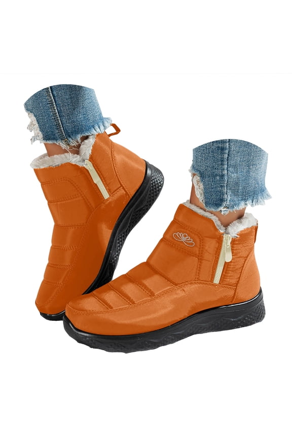 Snow Boots for Women Men Waterproof Fur Lined Slip on Winter Outdoor Ankle Booties with Zipper