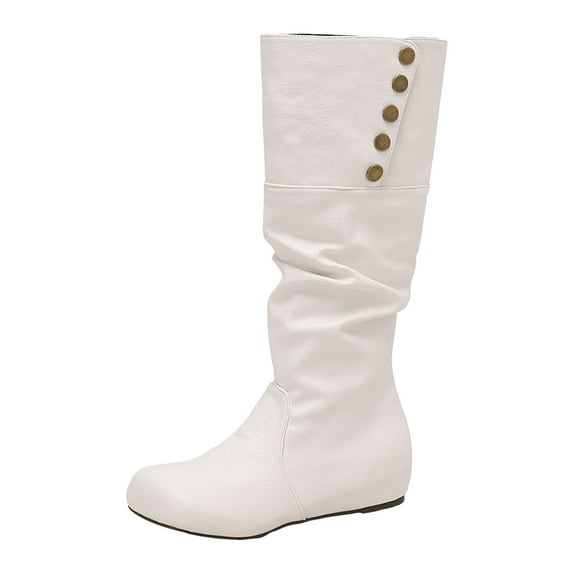 YLYL Womens Mid Calf Boots Slouchy Flat Low Heel Round Toe Wide Calf Pull on Fall Winter Riding Boots