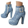 thumbnail image 1 of YLYL Womens Platform Lace up Ankle Boots Round Toe Chunky Block High Heels Side Zipper Winter Short Shoes, 1 of 9