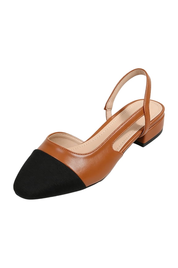 Womens Slingback Sandals Low Chunky Heel Square Cap Toe Fashion Casual Office Party Dress Shoes