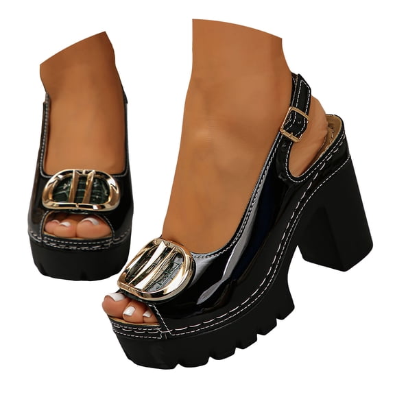 YLYL Womens Slingback Sandals Peep Toe Hollow Out Platform Wedge Sandals Comfortable Leather Insole Adjustable Strap Casual Summer Shoes Chunky Heel Sandal