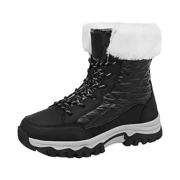 YLYL Womens Snow Boots Winter Waterproof Warm Fur Lined Mid Calf Booties Comfortable Outdoor Anti-Slip Walking Ankle Shoes