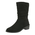 thumbnail image 1 of YLYL Womens Suede Mid Calf Boots Slip on Lace up Wide Width Anti-slip Chunky Heel High Boots, 1 of 7