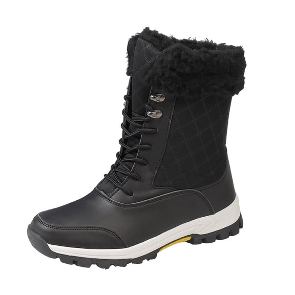 YLYL Womens Winter Mid Calf Snow Boots Warm Fur Lined Waterproof Lightweight Comfortable Outdoor Hiking Shoes