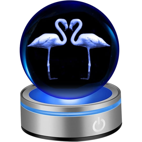 YLZSXIO 3D Flamingo Crystal Ball Gifts for Couple Her Girlfriend Wife Figurine Valentines Day Birthday Gifts for Husband Boyfriend Lovers Family Sweetheart Friend