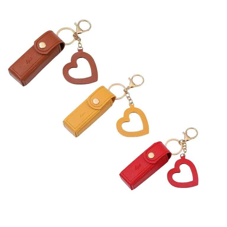 YLjuxozw 3pcs Chapstick Keychain Holder, Portable Soft Leather