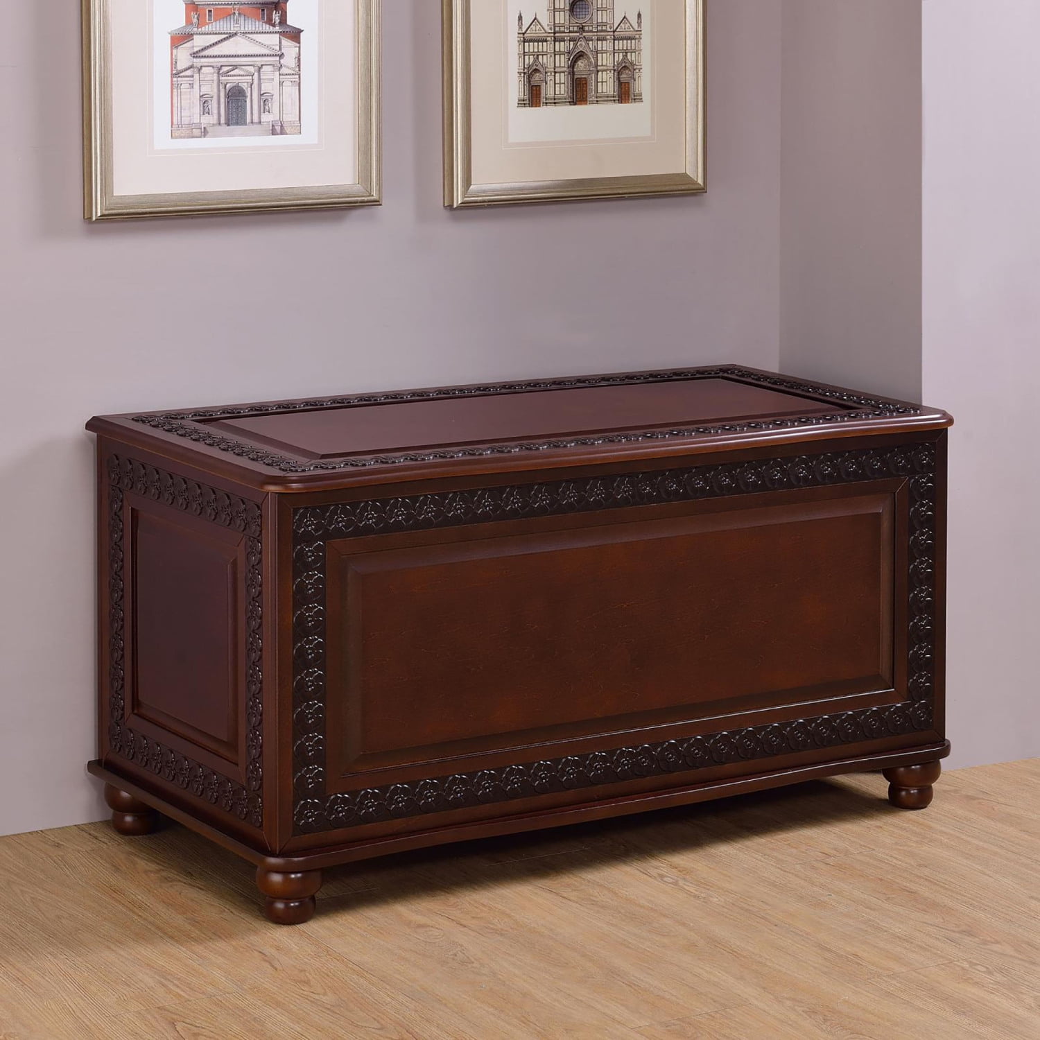 Deep Tobacco Flip-Top Cedar Storage Chest with Lock