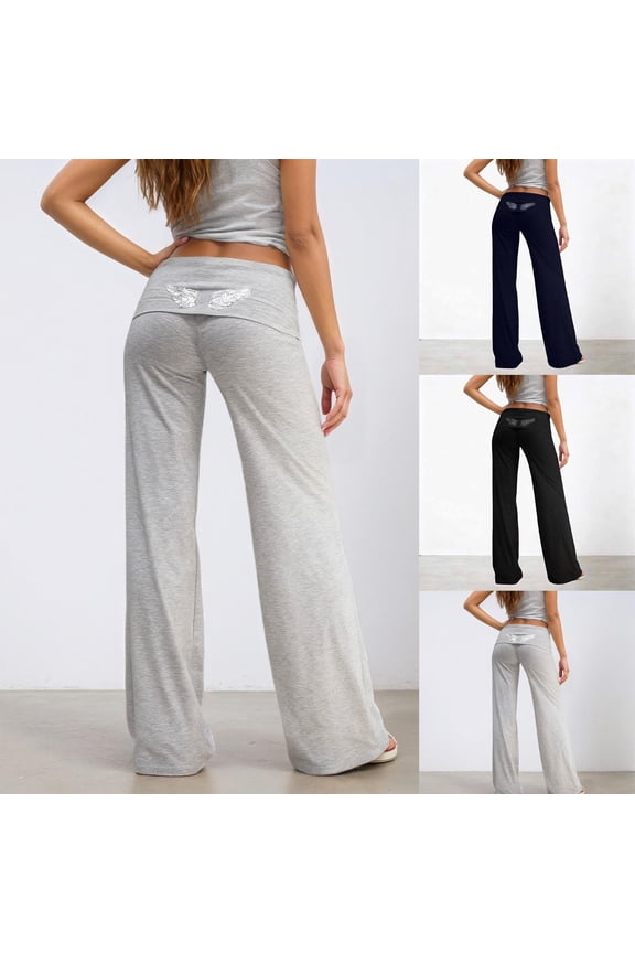 YM Angel Wings Sweatpants Women Sweat Pants with Silver Angel Wings Design Casual Sequin Pants Womens Trouser Pants Relaxed Holiday Pants