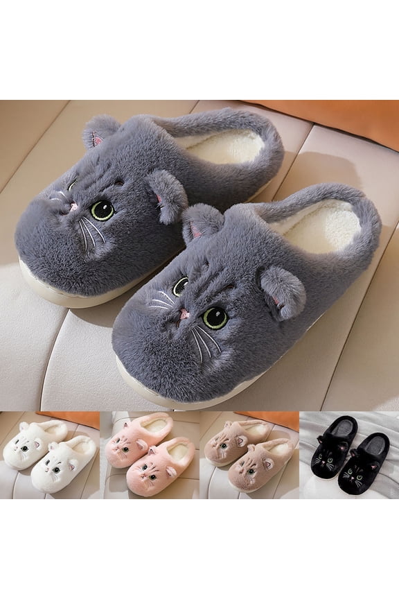 YM Animal slippers for Women Cute Cat Slippers Men Cozy House Fuzzy Winter Slippers Funny Adult Warm Shoes Cozy Slipper