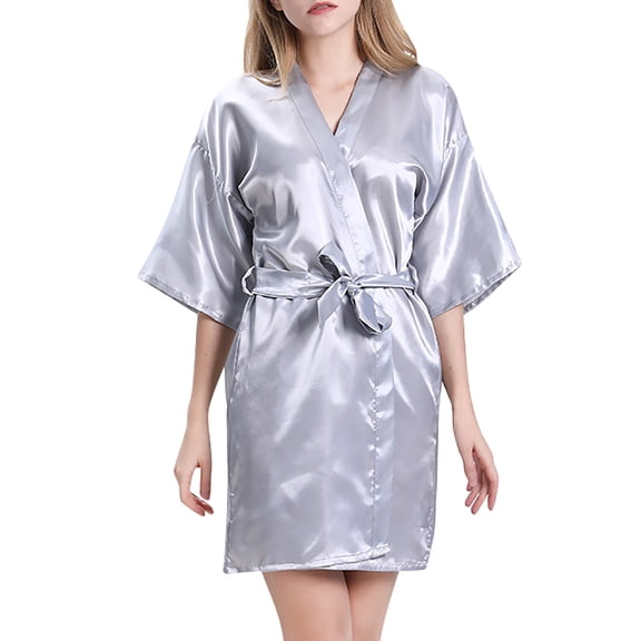 YM Bathrobe forWomen Short Sleeve Silk Robes for Women Solid Color Bath Robe Womens Nightgown with Belt Soft Lounge Sets Women's Nightgowns & Sleepshirts Summer Clothes