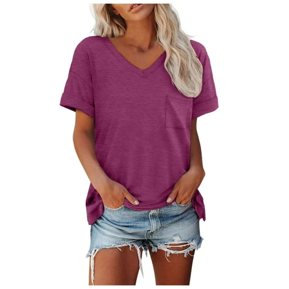 YM Blouses for Women Dressy Casual Plus Size Summer Solid Color Short Sleeve T-Shirts Round Neck Oversized Casual Pullovers Loose Fit Summer Clothes for Women