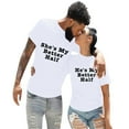 thumbnail image 1 of YM Couple Matching Valentine's Day Outfit His and Her Letter Print Pullover Blouses Round Neck Funny Spring Outfits, 1 of 8