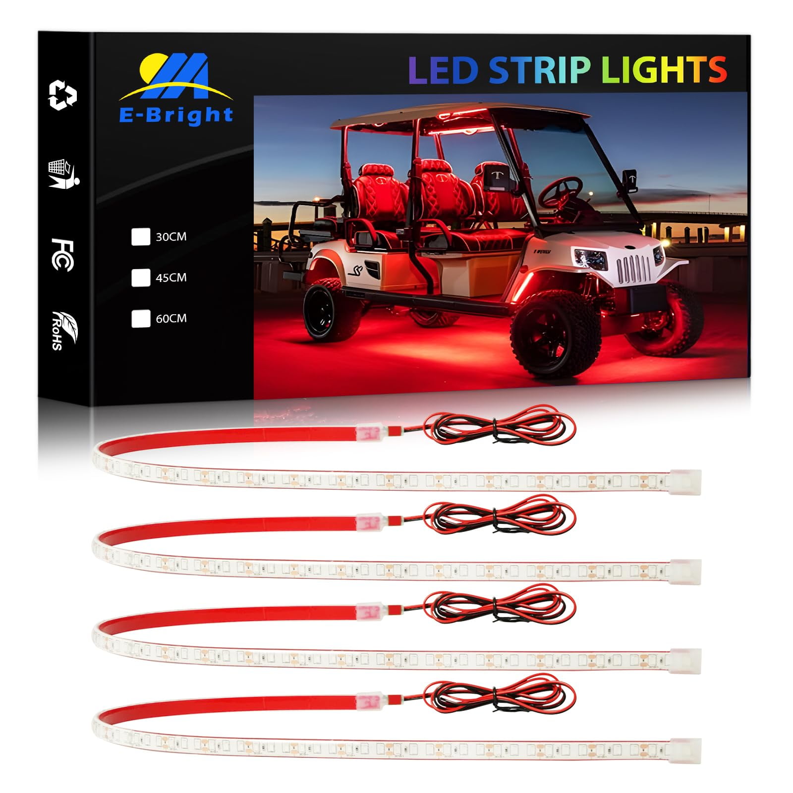 YM E-Bright Car Led Strip Lights Cuttable Underglow Led Ambient Lighting  for Motorcycle Trucks Van Boat Golf Cart Interior Exterior Waterproof IP68