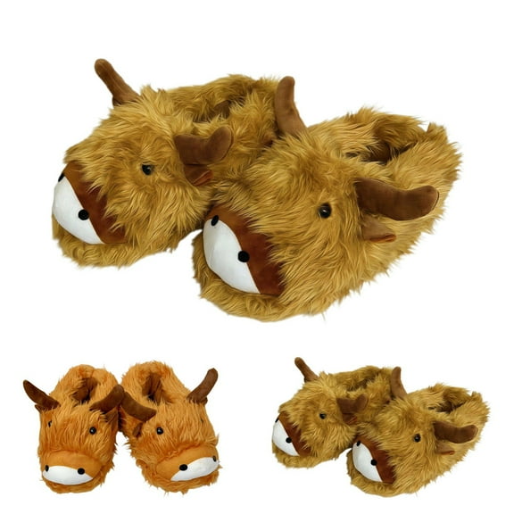YM Funny Slippers for Women Christmas Gift, Fluffy Warm Animal Plush Slippers for Cow Lover Christmas Birthday Gift - Fuzzy Cartoon Design