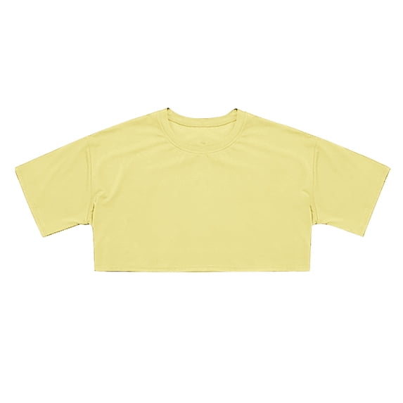 YM Girls T Shirts Yellow for 10-11 years,Crop Tops for Girls Short Sleeve Shirt Girls Summer Tops Neck Slim Fit Tops Basic Tee