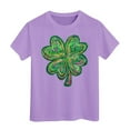 thumbnail image 1 of YM Kids Shirts St Patricks Day Shirts Gift Boys Long Sleeve Shirts Size 10-12 Three Leaf Clover Heart Pattern Irish Shirt Sweatshirts for Girls Cute Tops for Girls, 1 of 5