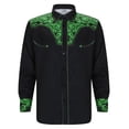 thumbnail image 1 of YM Little Boy Shirts, Boys Western Cowboy Print Shirt Long Sleeve Button Down Casual Top for Children And Youth (4-5 Years,Green), 1 of 3