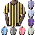 thumbnail image 1 of YM Mardi Gras T-shirt Mardi Gras T-shirt Casual Shirts Mens Short Sleeve Striped Black White Soft Summer Holiday Travel Basic Pullover Crew Shirt Happy New Year Shirt, 1 of 5