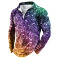 thumbnail image 1 of YM Mardi Gras T-shirt for Men Long Sleeve Quarter Zip Pullover Carnival Celebration Shirts Funny Graphic Print Collared Shirts, 1 of 4