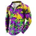 thumbnail image 1 of YM Mardi Gras T-shirt for Men Long Sleeve Quarter Zip Pullover Carnival Celebration Shirts Funny Graphic Print Collared Shirts, 1 of 4