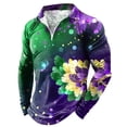 thumbnail image 1 of YM Mardi Gras T-shirt for Men Long Sleeve Quarter Zip Pullover Carnival Celebration Shirts Funny Graphic Print Collared Shirts, 1 of 4