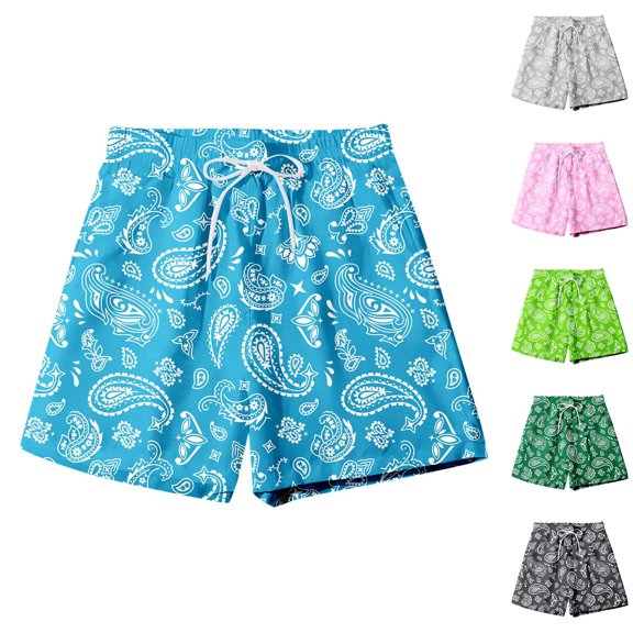 YM Mens Shorts Paisley Drawstring Graphic Print Retro Casual Shorts Athletic Gym Basketball Running Short Pants Swimming Trunks for Men