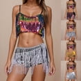 thumbnail image 1 of YM Sequin Skirt for Women Rave Outfits Music Festival Sparkly Fringe Vest and Wrap Skirt Belly Set Carnival Show Outfit, 1 of 6