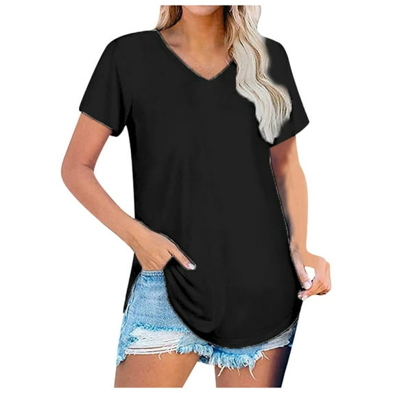 YM Shirts for Women Solid Color Short-Sleeve T-Shirts Tops Round Neck Comfortable Pullovers Loose Fit Women Tops, Tees & Blouses