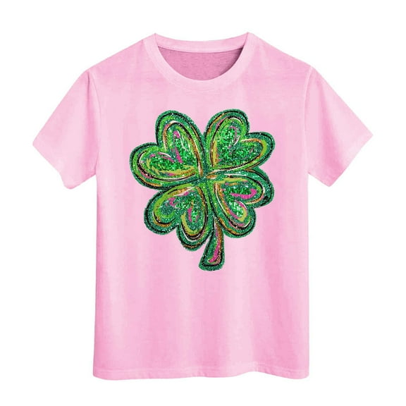 YM St. Patrick's Day Shirt for Kids St Patricks Day Themed T Shirt Short Sleeve Irish Green Clover Soft Breathable Shirt Shirts for Girls 10-12 Tops for Teen Girls