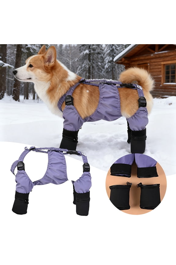 YM Suspender Dog Boots, Waterproof Dog Boots & Paw Protectors with Anti- Sole for Dogs Reflective Outdoor Pet Shoes for Walking, Hiking & Snow, Adjustable Strap Design