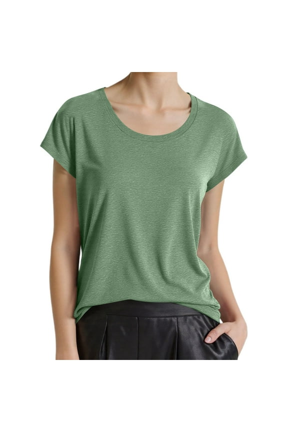 YM Teen Girls T Shirts Summer Solid Color Short-Sleeve T-Shirts Tops Round Neck Comfy Trendy Pullovers Loose Fit Fashion Clothes for Women