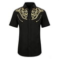 thumbnail image 1 of YM Toddler Boys Summer Clothes, Boys Western Cowboy Print Shirt Short Sleeve Button Down Casual Top for Children And Youth (6-7 Years,Black), 1 of 4
