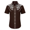 thumbnail image 1 of YM Toddler Clothes for Boys, Boys Western Cowboy Print Shirt Short Sleeve Button Down Casual Top for Children And Youth (10-11 Years,Brown1), 1 of 4