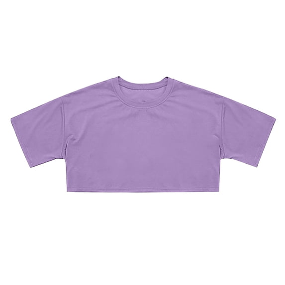 YM Toddler Shirts Girls Purple for 11-12 years,Crop Tops for Girls Short Sleeve Shirt Girls Summer Tops Neck Slim Fit Tops Basic Tee