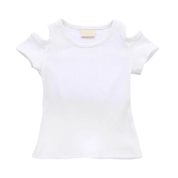 YM Toddler T Shirts for Girls 4t-5t Letter Graphic Print Short Sleeve T-Shirt Casual Daily Basic Top Trendy Girl Clothes White 3-4 Years