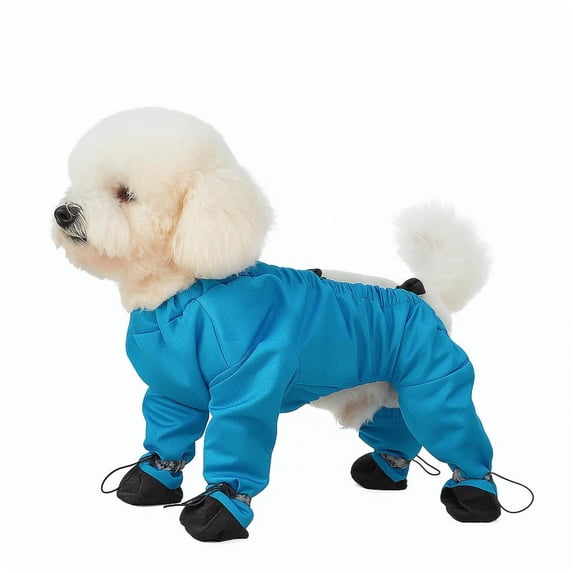 YM Waterproof Dog Boots with Suspenders, 4-Leg Anti-Dirt Pants, Anti- Paw Protectors, Adjustable Fit for Outdoor Use, Rain, Snow, Cold Resistant for Small and Medium Dogs
