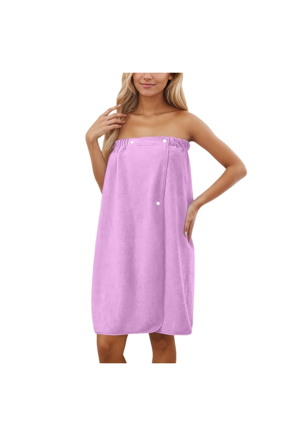 YM Women Spa Body Wrap Shower Bathrobe Bath Towel Robe with Adjustable Snap Closure Gym Pool Travel Bath Towels Coverup