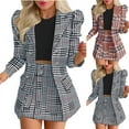 thumbnail image 1 of YM Women's 2 Piece Outfits, Plaid Skirts for Women Long Sleeve Casual Suits Button Work Coat High Waist Blazer Jacket and Mini Skirt Set, 1 of 7