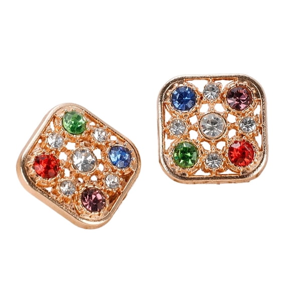 YM YOUMU 20 Pcs Square Hollow Out Metal Rhinestone Button for Sweater Knitted Sewing Decoration Retro