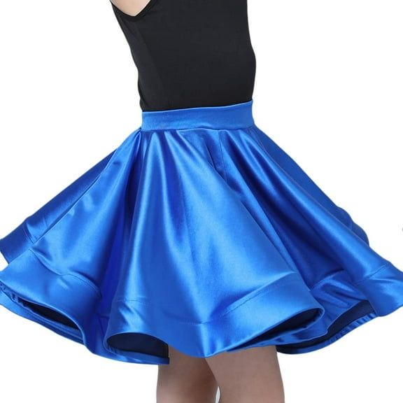 YM YOUMU Girls A-line Latin Dance Skirt Shiny Pleated Swing Dancewear for Ballroom Salsa Practice