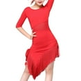 thumbnail image 1 of YM YOUMU Girls Latin Dance Dress Irregular Tassel Dancewear for Ballroom Salsa Practice, 1 of 3