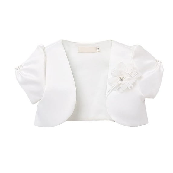YM YOUMU Girls Short Sleeve Bolero Shrug Satin Open Front Cardigan Shawl Princess Evening Dress Cape