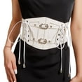 thumbnail image 1 of YM YOUMU Goth Punk Lace up Waist Corset Belt for Women Faux Leather Wide Elastic Waistband Belts, 1 of 4
