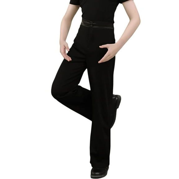 YM YOUMU Kids Boys Latin Dance Pant Elastic Waist Dancewear for Ballroom Tango Practice