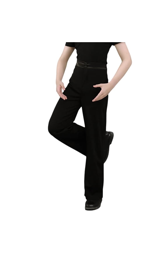 Kids Boys Latin Dance Pant Elastic Waist Dancewear for Ballroom Tango Practice