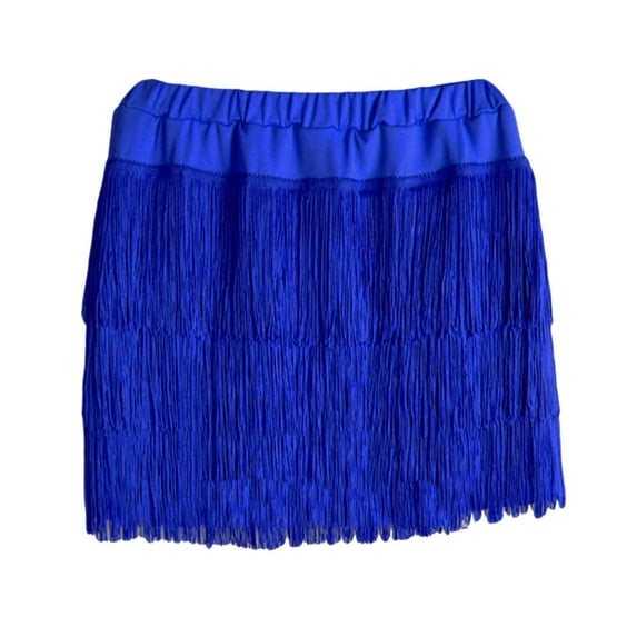 YM YOUMU Kids Girls Tassel Dance Skirt Latin Ballroom Salsa Rumba Mini Layered Fringe Dancewear