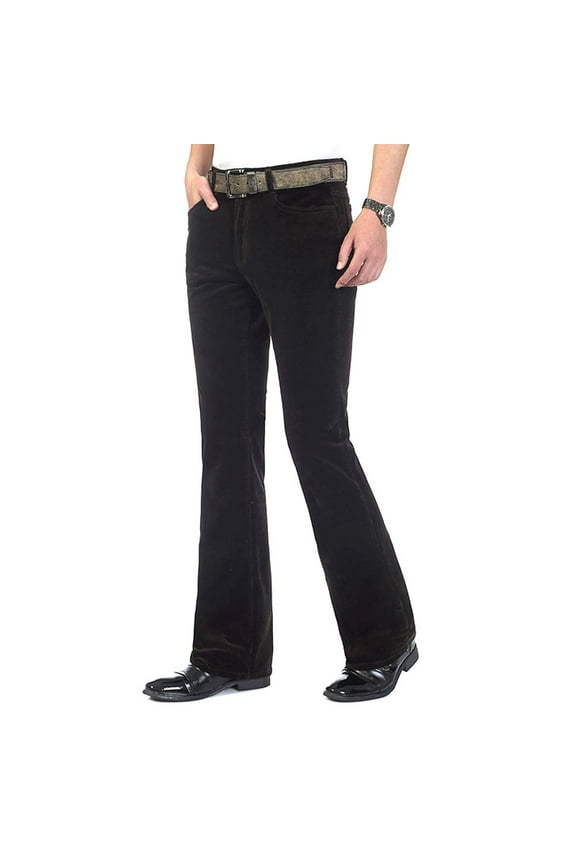 Men Corduroy Flared Pants Trousers Slim Fit 60s 70s Vintage Bell Bottom