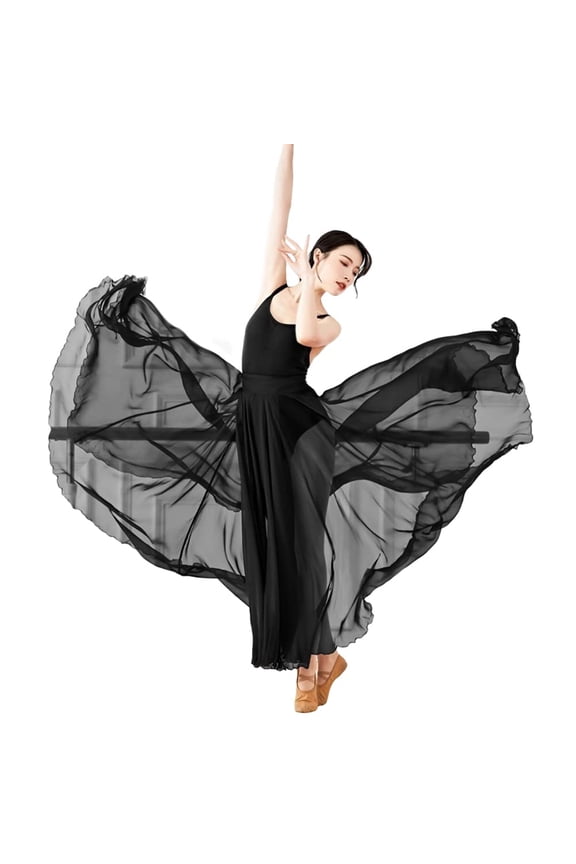 Women 720 Degrees Full Circle Long Swing Chiffon Sheer Wrap Dance Skirt for Modern Dance Photographs